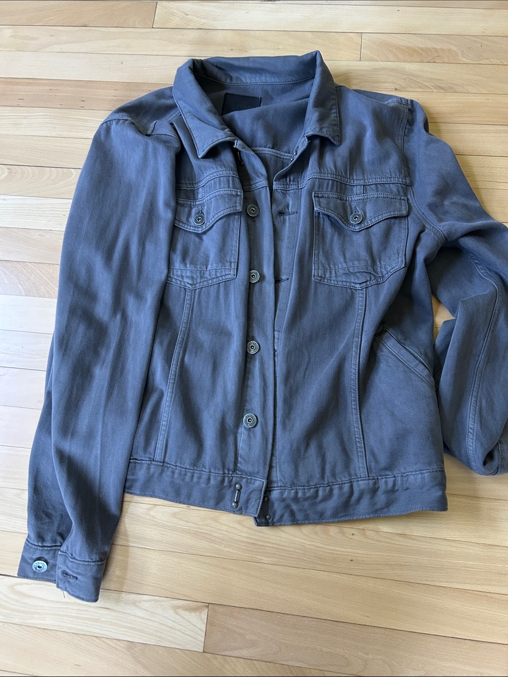 PAIGE Gray Button-Front Jean Jacket